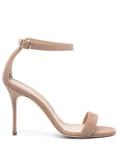 Manolo Blahnik Skin Pink Suede Chaos Sandals