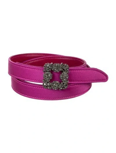 Pre-owned Manolo Blahnik Skinny Leather Waist Belt In Pink