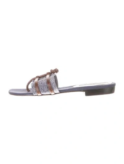 Pre-owned Manolo Blahnik Slides In Blue