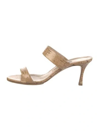 Pre-owned Manolo Blahnik Slides In Neutral