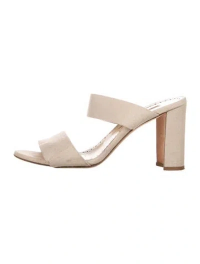Pre-owned Manolo Blahnik Slides In Neutrals