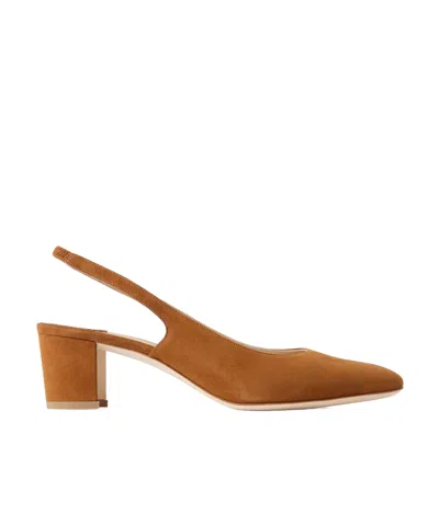 Manolo Blahnik Allurasan 50 Suede Slingback Pumps In Brown