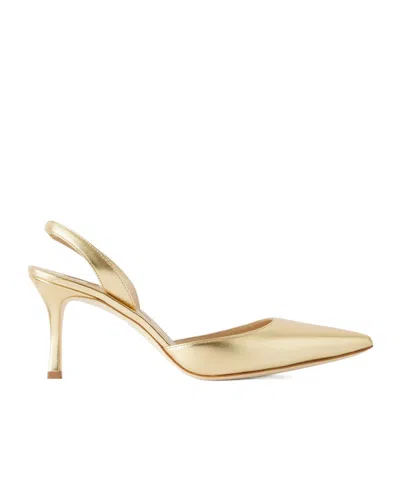 Manolo Blahnik Slingback High-heeled Pumps In Gold