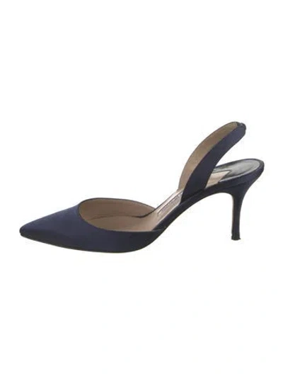 Pre-owned Manolo Blahnik Slingback Pumps In Blue
