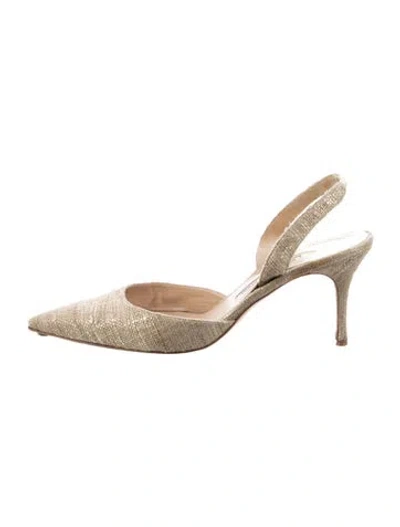 Pre-owned Manolo Blahnik Slingback Pumps In Gold