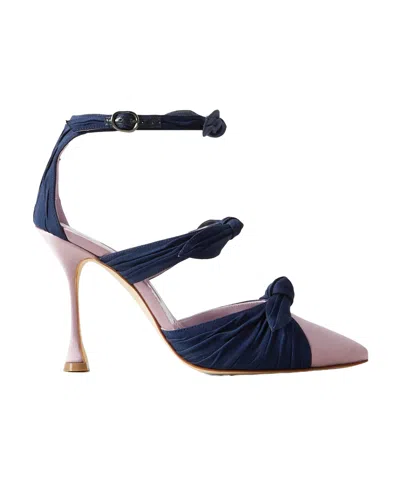 Manolo Blahnik Smyrna Bow-embellished Suede And Satin Pumps In Blue