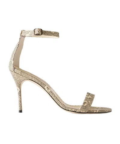 Manolo Blahnik Chaos 90 Snake-effect Leather Sandals In Multi