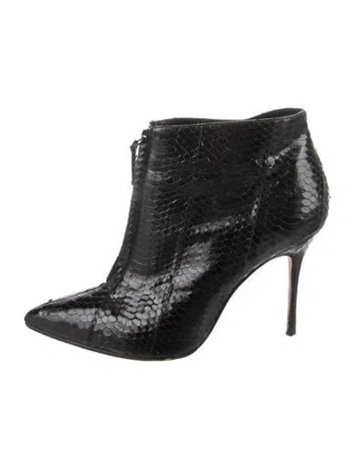 Pre-owned Manolo Blahnik Snakeskin Animal Print Boots In Black