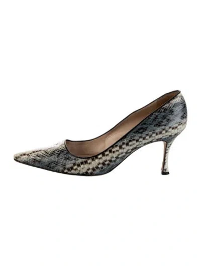 Pre-owned Manolo Blahnik Snakeskin Animal Print Pumps In Blue