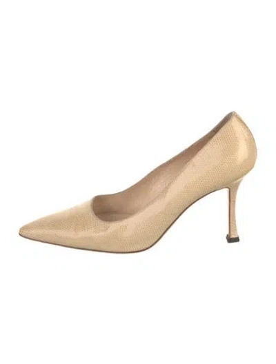 Pre-owned Manolo Blahnik Snakeskin Pumps In Neutral