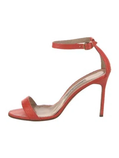 Pre-owned Manolo Blahnik Snakeskin Sandals In Pink