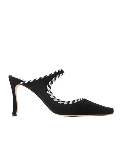 Manolo Blahnik Solid Color Suede Mules In Black