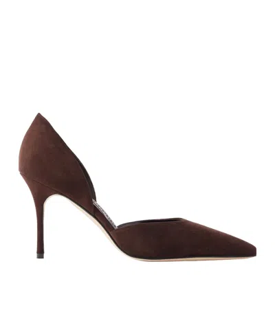Manolo Blahnik Solid Color Suede Pumps In Animal Print
