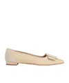 Manolo Blahnik Maysalepumpflat Raffia Ballet Flats In Nude
