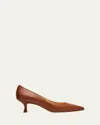 Manolo Blahnik Srila Leather Low Pumps In Medium Brown