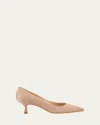 Manolo Blahnik Srila Suede Low-heel Pumps In Beige