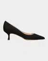 Manolo Blahnik Srila Suede Low-heel Pump In Black