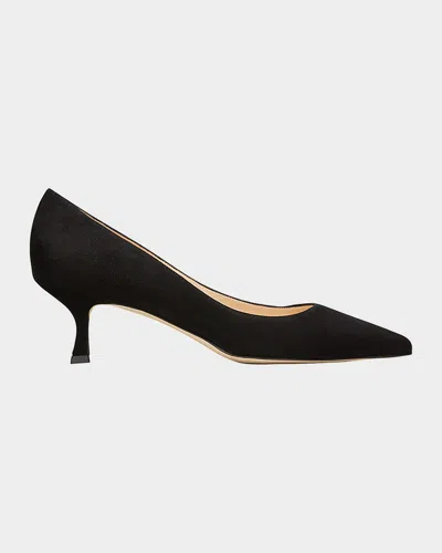 Manolo Blahnik Srila Suede Low-heel Pump In Black