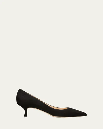 Manolo Blahnik Srila Suede Low-heel Pump In Black