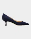 Manolo Blahnik Srila Suede Low-heel Pump In Navy