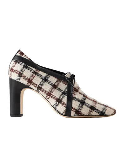 Manolo Blahnik Stagira 90 Leather-trimmed Checked Tweed Pumps In Multi