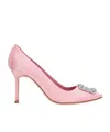 Manolo Blahnik 70mm Hangisi Satin Pumps In Pink