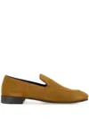 Manolo Blahnik Stitch-detailing Suede Slip-on Loafers In Brown