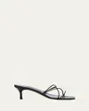 Manolo Blahnik Strappy Leather Kitten-heel Mule Sandals In Black