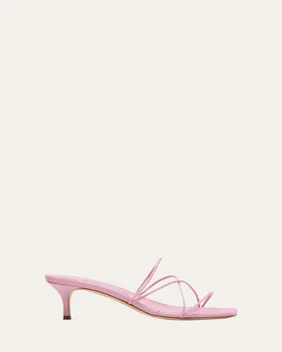 Manolo Blahnik Pink Ninfemu Mules In 5319 Light Purple