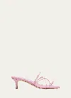 Manolo Blahnik Strappy Leather Kitten-heel Mule Sandals In Lpur5319