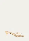 Manolo Blahnik Strappy Metallic Leather Slide Sandals In Gold7103