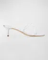 Manolo Blahnik Strappy Metallic Leather Slide Sandals In Silver