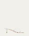 Manolo Blahnik Strappy Metallic Leather Slide Sandals In Silver