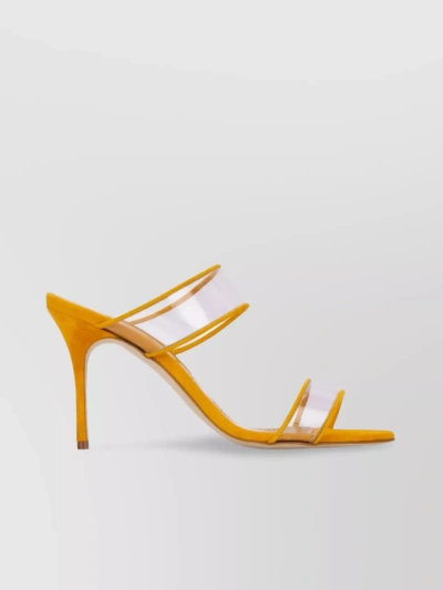 Manolo Blahnik Strappy Open Toe Stiletto Pumps In Yellow