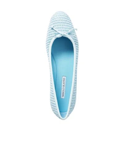 Manolo Blahnik Straw Ballet Shoes In Blue