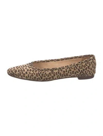 Pre-owned Manolo Blahnik Suede Animal Print Ballet Flats In Neutral