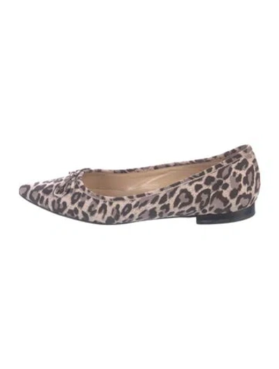 Pre-owned Manolo Blahnik Suede Animal Print Ballet Flats In Pink