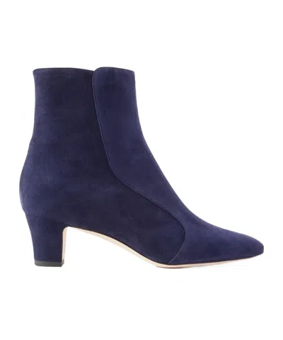 Manolo Blahnik Suede Ankle Boots In Blue