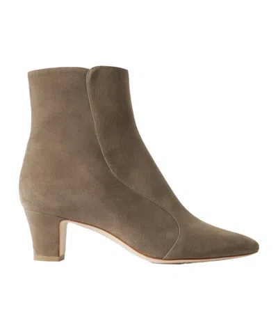 Manolo Blahnik Suede Ankle Boots In Neutral
