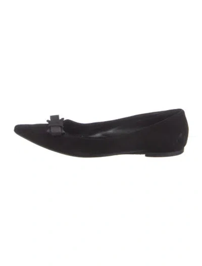 Pre-owned Manolo Blahnik Suede Ballet Flats In Black