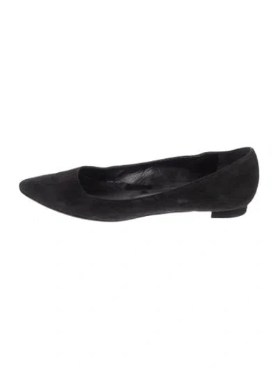 Pre-owned Manolo Blahnik Suede Ballet Flats In Black