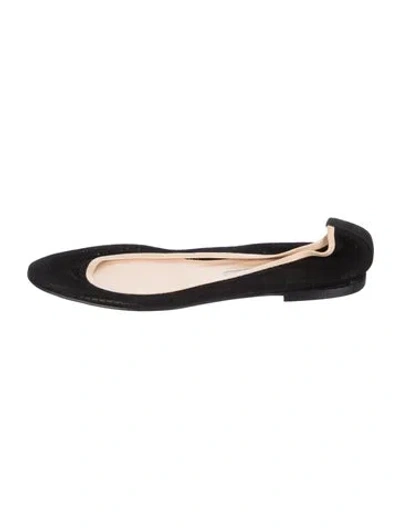 Pre-owned Manolo Blahnik Suede Ballet Flats In Black