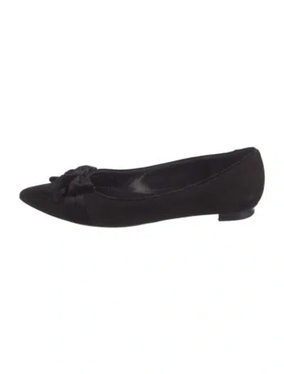 Pre-owned Manolo Blahnik Suede Ballet Flats In Black