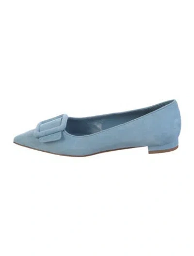 Pre-owned Manolo Blahnik Suede Ballet Flats In Blue