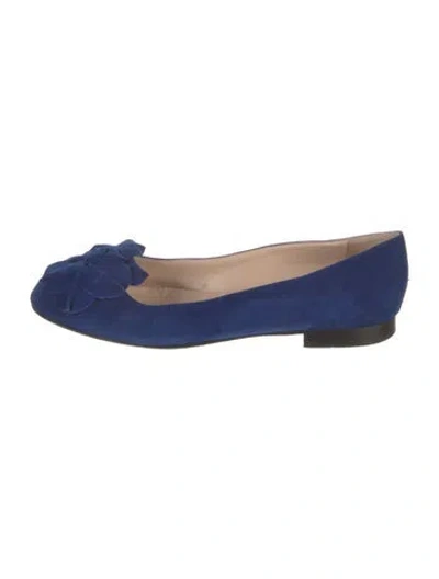 Pre-owned Manolo Blahnik Suede Ballet Flats In Blue