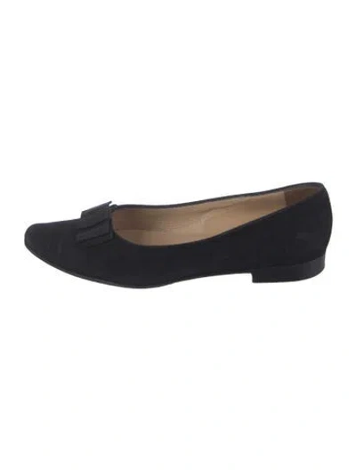 Pre-owned Manolo Blahnik Suede Ballet Flats In Blue