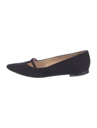 Pre-owned Manolo Blahnik Suede Ballet Flats In Blue