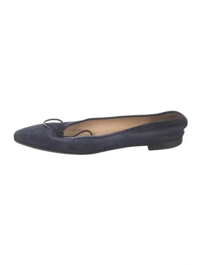 Pre-owned Manolo Blahnik Suede Ballet Flats In Blue