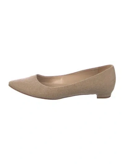 Pre-owned Manolo Blahnik Suede Ballet Flats In Neutral