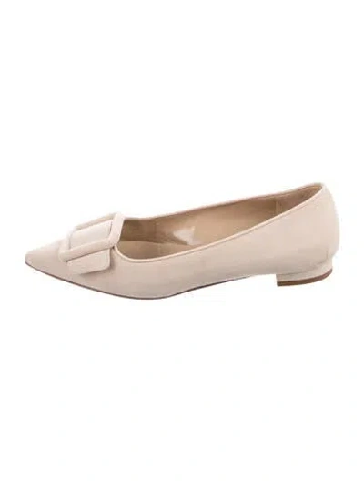 Pre-owned Manolo Blahnik Suede Ballet Flats In Neutrals